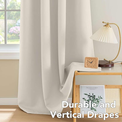 H.VERSAILTEX Room Darkening Curtains for Living Room Light Reducing Thermal Insulated Window Treatment Panels/Drapes Grommet Top 2 Panels (Ivory - 42 x 84 Inches)