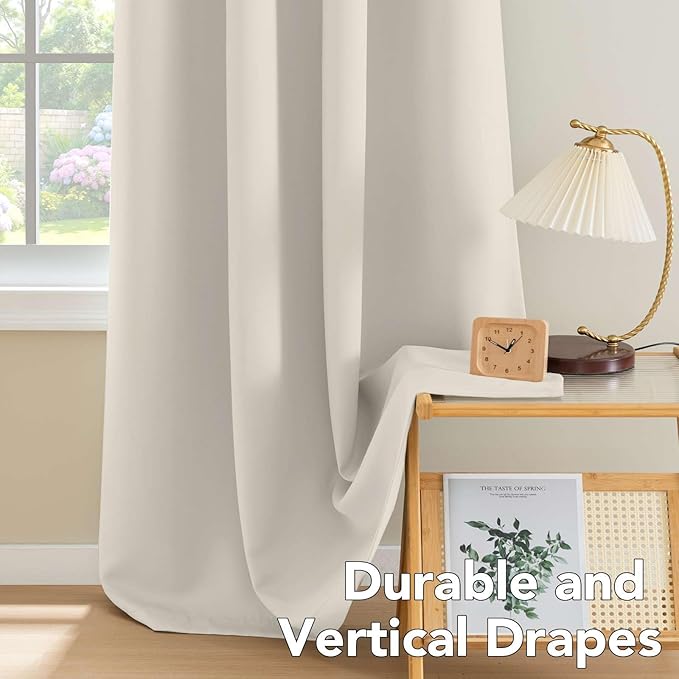 H.VERSAILTEX Room Darkening Curtains for Living Room Light Reducing Thermal Insulated Window Treatment Panels/Drapes Grommet Top 2 Panels (Ivory - 42 x 72 Inches)