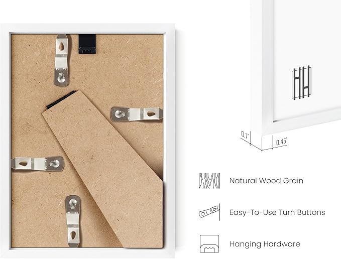 HAUS AND HUES 5x7 White Metal Picture Frames - Photo Frames 5X7 - Features Premium Aluminum, Vertical Hanging, Easel Back for Tabletop, Home, Office (5x7 in, White, Set of 3)