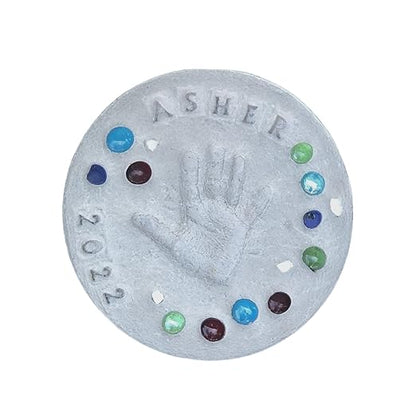 Large DIY Stepping Stone Kit, Handprint Stepping Stone, Mother's Day Gift, Footprint Stepping Stone (10 Inch + Stamp Set)