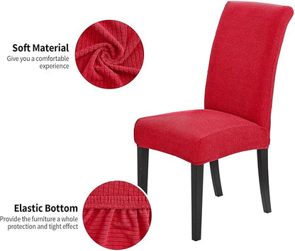 Joccun Chair Covers for Dining Room Set of 8, Dining Chair Slipcovers Stretch Dining Room Chair Covers Seat Protector,Washable Parsons Chair Cover for Home,Hotel,Banquet(Ruby,8 Pack)