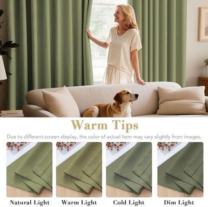 H.VERSAILTEX Blackout Window Treatment Curtains/Panels, Thermal Insulated Room Darkening Solid Grommet Drapes for Bedroom/Living Room Window (52 Inch by 108 Inch, Sage, Set of 2)