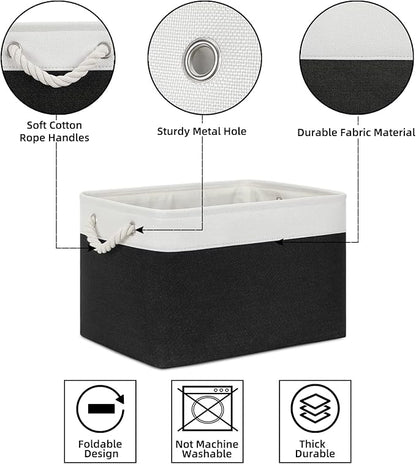 Bidtakay Black Storage Baskets for Shelves [3-pack] Collapsible Organizer Baskets for Laundry Storage 15 X 11 X 9.5 Inches Dog Toy Bins Fabric Storage Bins for Bedroom Home Storage