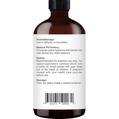 Majestic Pure Cinnamon Essential Oil with Glass Dropper - Huge 4 Fl Oz - 100% Pure and Natural Cinnamon Oil - Premium Grade Essential Oils for Diffuser, Aromatherapy, Soap and Candle Making