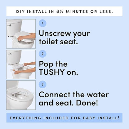 TUSHY Classic 3.0 Non-Electric Bidet Attachment | Self Cleaning Sprayer, Adjustable Water Pressure Nozzle, Angle Control. Fast & Easy DIY Installation. Universal Slim Fit. (Blue/Bamboo)