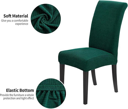 Joccun Chair Covers for Dining Room Set of 2, Dining Chair Slipcovers Stretch Dining Room Chair Covers Seat Protector,Washable Parsons Chair Cover for Home,Hotel,Banquet(Hunter,2 Pack)