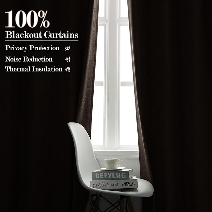 Room Divider Curtains Screen Partitions, Linen Look 100% Blackout Drapery 102 Inches Long, 100" Wide Pinch Pleated Window Drapes, Privacy Protecting, Light Blocking, (1 PC, Light Coffee)