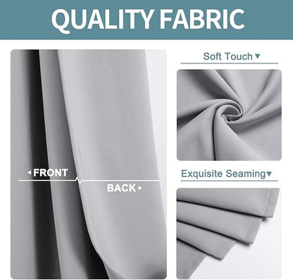 ChrisDowa Grommet Blackout Curtains for Bedroom and Living Room - 2 Panels Set Thermal Insulated Room Darkening Curtains (Light Grey, 42W x 84L)
