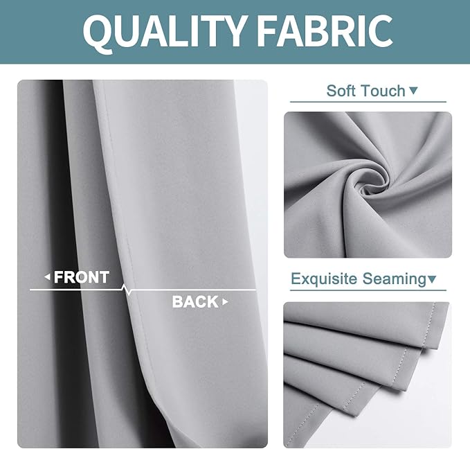 ChrisDowa Blackout Curtains 120 Inches Long 2 Panels Set for Living Room, Grommet Thermal Insulated Room Darkening Curtains for Bedroom (Light Grey, 52 x 120 Inch)