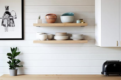 Urban Legacy Unfinished White Oak Deep Floating Shelves | Easy to Install Accent Modern Floating Shelves with Floating Shelf Brackets| Set of 2 (24" x 11" x 2")