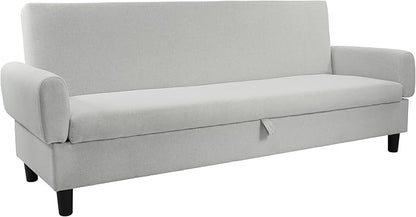 Convertible Futon Sofa Bed, 80.7" Adjustable Sleeper Sofa with Storage, 3-Seater Couch, 5-Position Reclining Back, 7" Thick Cushion, Twin Size Sofa for Small Spaces, Living Room, Bedroom, Dorm, Office