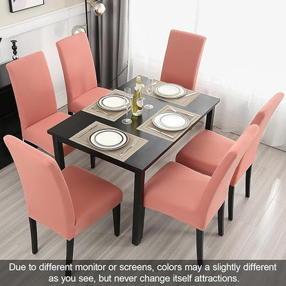 JQinHome Terra Cotta Chair Covers for Dining Room Set of 8, High Stretch Removable Washable Parsons Chair Slipcover for Home Party Hotel Wedding Ceremony (8PCS, Terra Cotta)