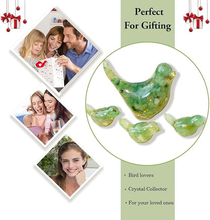 Crystal Bird Figurines, Resin Animal Statues, Miniature Decorative Gravel Birds, Home Decor (4PCS-GreenAventurine)