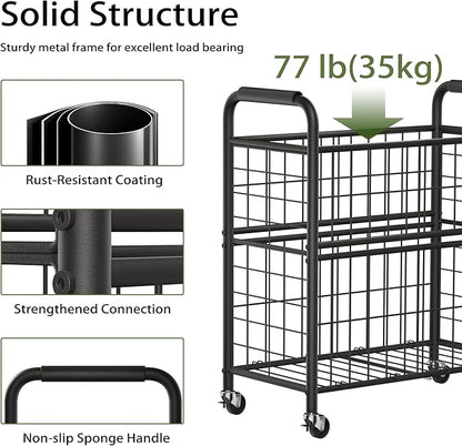 Laundry Hamper 3 Section, 145L Rolling Laundry Sorter Basket with Wheels, 3 Compartment Clothes Organizer Cart, Pull-Out Removable Bags for Laundry Room, Bathroom, Bedroom, White