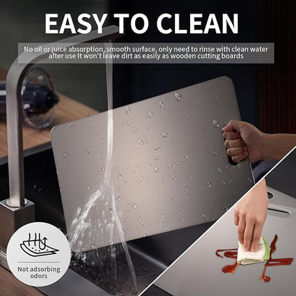 Katuchef Titanium Cutting Board 2025 New Pure Titanium Cutting Boards for Kitchen Double Sided Cutting Board Non Toxic,Hygiene Durable Chopping Board Suitable for Dishwasher Safe(18.11 * 11.81)