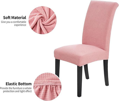Joccun Chair Covers for Dining Room Set of 6,Dining Chair Slipcovers Stretch Dining Room Chair Covers Seat Protector,Washable Parsons Chair Cover for Home,Banquet(Dusty Pink,6 Pack)