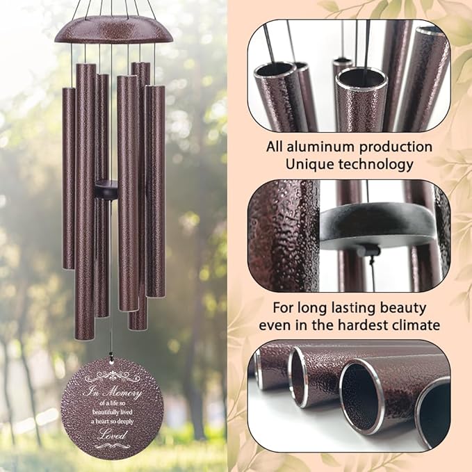Personalized Sympathy Wind Chimes, Sympathy Gift After Loss of Mom Dad, or Loved One, Memorial Garden Remembering a Loved One Memorial Gifts