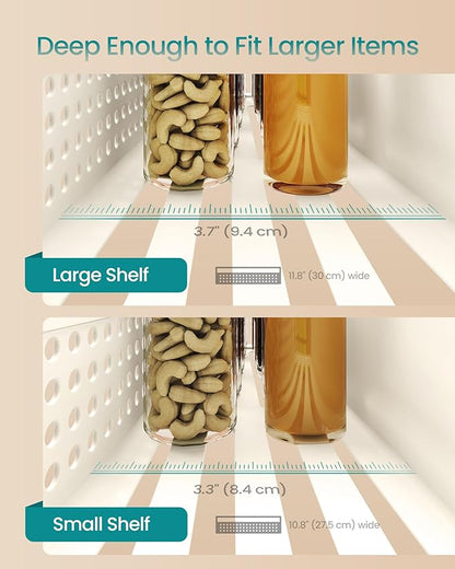 SONGMICS Magnetic Spice Rack for Refrigerator, Set of 4, 2 Large and 2 Small Kichen Magnetic Shelves for Microwave, Washing Machine, Spice Organizers, No Drilling Needed, Cream White UKCS061W01