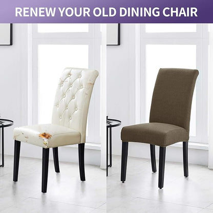 Joccun Chair Covers for Dining Room Set of 2, Dining Chair Slipcovers Stretch Dining Room Chair Covers Seat Protector,Washable Parsons Chair Cover for Home,Hotel,Banquet(Fossil,2 Pack)
