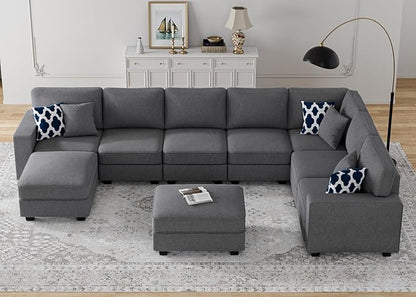 L Lengend Vansen Modular Sectional Sofa U Shaped Couch with Ottoman Modern Reversible Corner Sectional Couch for Living Room (Dark Grey, U Shaped Sofa-5)
