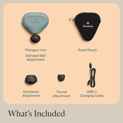 TheraGun Mini (2nd Generation) by Therabody - Handheld Electric Massage Gun - Compact Deep Tissue Treatment for Any Athlete On The Go - Portable Percussion Massager with QuietForce Technology (Green)