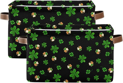 Storage Basket St Patrick's Day Cube Storage Bins Organizer Bag Collapsible Closet Shelf Baskets with handle for Baby Cloth Pet Toy Book 14.2×10.2×8.3 IN