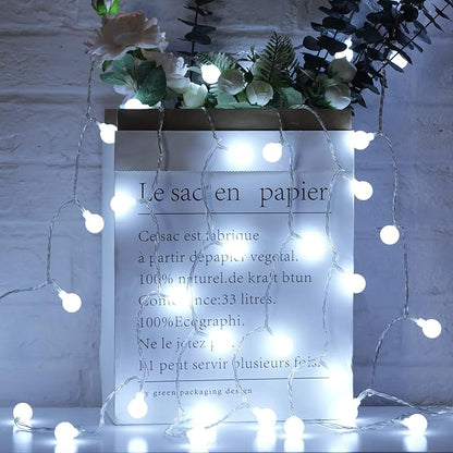 Minetom 33 Feet 100 Led Globe Ball String Lights, Fairy String Lights Plug in with Remote, Waterproof Globe String Lights for Indoor Outdoor Party Wedding Christmas Tree Garden Decoration, Pure White