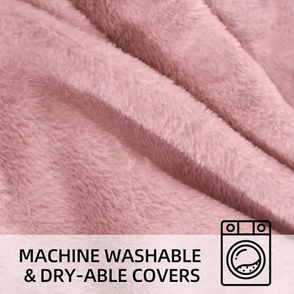 Bean Bag Chair 6Ft, Memory Foam Filled, Large Beanbag Chairs for Adults and Teens, Soft Sofa with Removable Flannel Cover, Round Couch for Living Room Bedroom College Dorm (Pink, 6FT-67×67"×24")