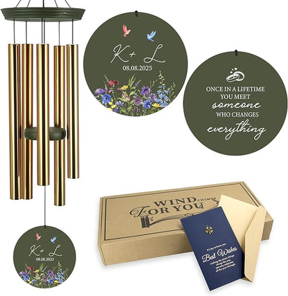2025 Wedding Wind Chimes for Couple, Deep Tone Personalized Wind Chime, Wedding Gifts for Couples, Customized Windchime for Husband/Wife