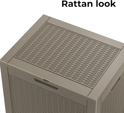 Vixzen 31 Gallon Resin Deck Box - Lockable Outdoor Storage for Patio Cushions, Garden Tools, Pool Supplies，Grey