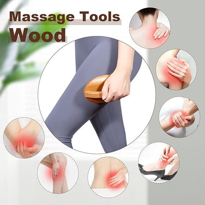 Wood Therapy Fascia Release Massage Tools, Manual Trigger Point Lymphatic Drainage Cellulite Massager, Wooden Massage Brush Gua Sha Body Sculpting Tool, Pain Relief and Body Shaping