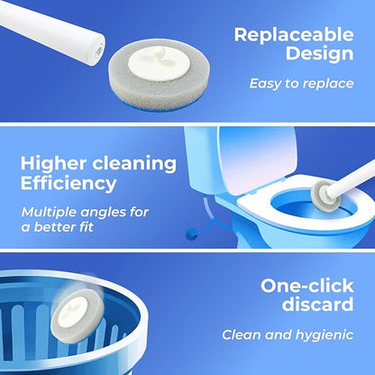 Disposable Toilet Brush&Holder with 18pcs Refills Pads, Toilet Cleaning Kit System,Toilet Bowl Cleaner Wand Holder and Set (24 Replacement Pads Refills)