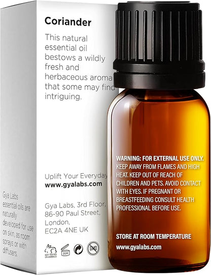 Gya Labs Coriander Essential Oil for Diffuser - 0.34 Fl Oz - 100% Pure Natural Coriander Oil for Skin, Aromatherapy, Skincare Massages & Candle Making Scent