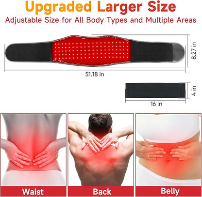 Red Light Therapy Belt for Body: Massage Heating Infrared Light Device, Portable Cordless 660nm&850nm Pad Wrap with Vibration and Rechargeable Battery for Waist Belly Pain Relief Women Men at Home