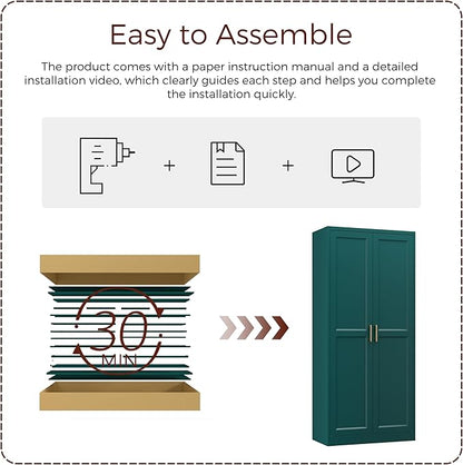71" Metal Pantry Cabinet, Tall Kitchen Pantry Storage Cabinet with 4 Adjustable Shelves and Gold Handles, Green Cupboard for Kitchen, Dining Room, Living Room