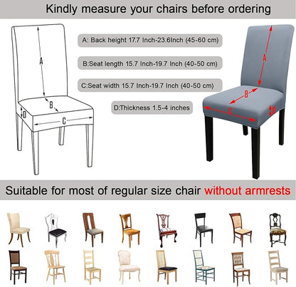 JQinHome Dining Room Chair Covers Set of 12, High Stretch Chair Slipcover Removable Washable Chair Seat Protector Cover for Home Party Hotel Wedding Ceremony (Light Grey)