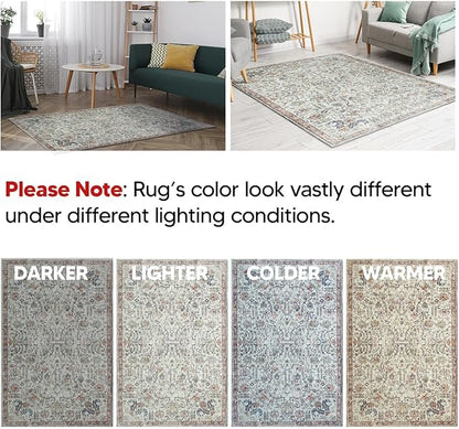 Keen Home Design 2x7 Rug - Machine Washable Runner Rug with Non-Slip Backing, Ideal for Hallway, Entryway, Kitchen, Laundry Room - Vintage, Easy Clean, Durable, Low Pile Rug - (2'6" x 7')