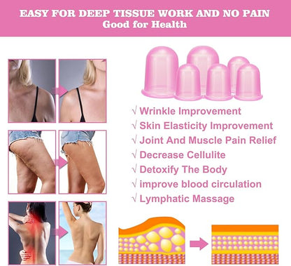 Silicone Cupping Therapy Set - Cupping Kit for Massage Therapy - Cellulite Remover Cupping Set - Anti Cellulite Cup Massager, Vacuum Suction Massage Cups for Cellulite Reduction