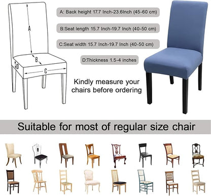 JQinHome 4 Pcs Dining Chair Slipcover, High Stretch Removable Washable Chair Seat Protector Cover for Home Party Hotel Wedding Ceremony