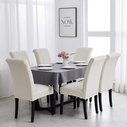 Joccun Chair Covers for Dining Room Set of 4, Dining Chair Slipcovers Stretch Dining Room Chair Covers Seat Protector,Washable Parsons Chair Cover for Home,Hotel,Banquet(Ivory,4 Pack)