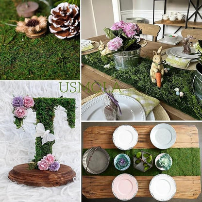 Moss Roll, Dried Moss for Crafts, Moss Table Runner for Fairy Gardens, Wedding Woodland Decor, Preserved Moss Mat for Table Decoration (4" W x 48" L)