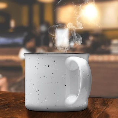 DISCOUNT PROMOS Ceramic Campfire Coffee Mugs 13 oz. Set of 10, Bulk Pack - Perfect for Tea, Espresso, Cappuccino, Hot Cocoa - White