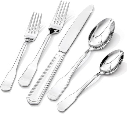 HIKAA Premium Silverware Set, Stainless Steel Flatware Set with Wide-Based Handles for Comfort & Durability, Forks & Spoons Cutlery Silverware Set (40PCS)