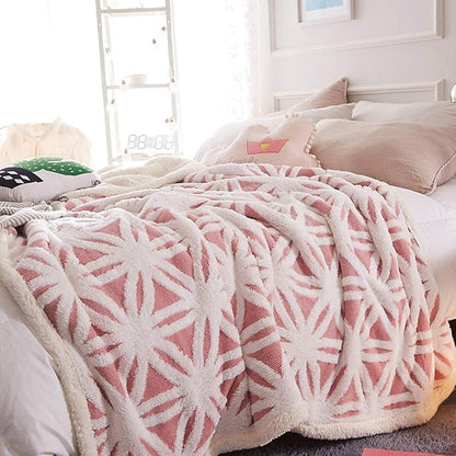 UKELER Luxury Soft Sherpa Throw Blanket Comfort Fuzzy Soft Sherpa Fleece Blanket for Bed/Couch/Sofa/Office/Camping, 60'' x 50'', Pink