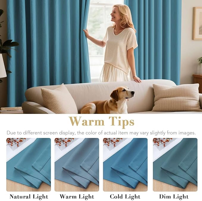 H.VERSAILTEX Blackout Window Treatment Curtains/Panels, Thermal Insulated Room Darkening Solid Grommet Drapes for Bedroom/Living Room Window (52 Inch by 108 Inch, Storm Blue, Set of 2)