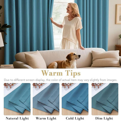 H.VERSAILTEX Blackout Window Treatment Curtains/Panels, Thermal Insulated Room Darkening Solid Grommet Drapes for Bedroom/Living Room Window (52 Inch by 108 Inch, Storm Blue, Set of 2)