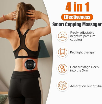 Smart Cupping Therapy Massager 2 Set, 4 in 1 Electric Cupping Massager Device, Smart Cupper Relieves Muscle Soreness, Improves Blood Circulation and Speeds Up Recovery After Exercise (Black)