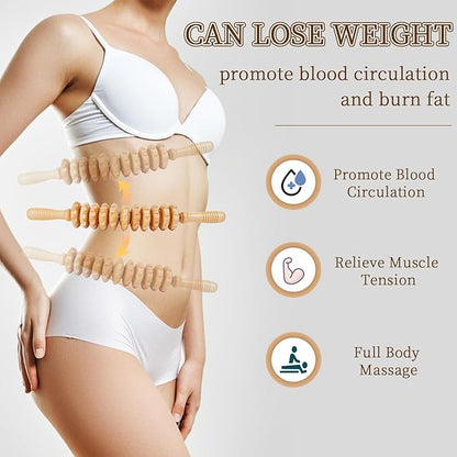 Liitrton Wood Therapy Fasci Massage Tools, Curved Wooden Massage Roller Cellulite Reduction and Muscle Tension (Wood)
