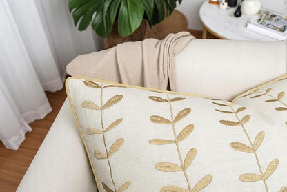 VAGMINE Embroidered Lollipop Pillow Cover - 18x18 Inches Square - 100% Cotton Ivory Decorative Cushion Cover - Sophisticated Embroidery - Neutral Aesthetic for Sofa, Couch, Bed, Living Room