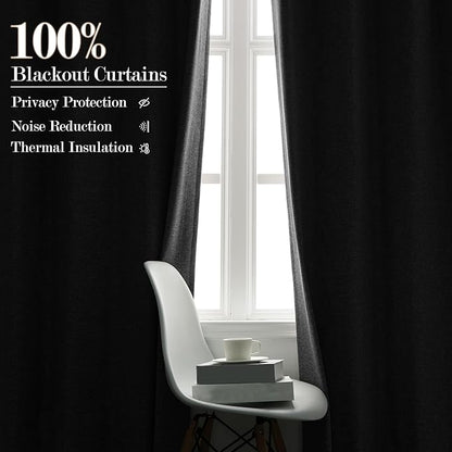 70" W x 108" L Faux Linen Room Divider Curtains, Full Blackout Pinch Pleated Drapes for Traverse Rod, Bedroom Divider Privacy Drapery with Hooks for Ceiling Track, 1 Panel, Light Grey
